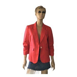 The Limited Red Linen Cotton Ruched Sleeve Jacket
